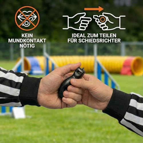 BEST SPORTING Handpfeife für den Sportunterricht – Hygienische Handbedienung & kräftiger Pfiff durch PVC-Blasebalg – Schwarze Trillerpfeife