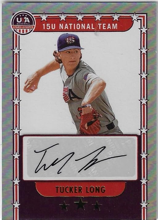 Tucker Long Autographed 15U National Team Collectible Baseball Card- 2024 Panini USA Stars and Stripes Baseball Card #NTS-TL (15U National Team)