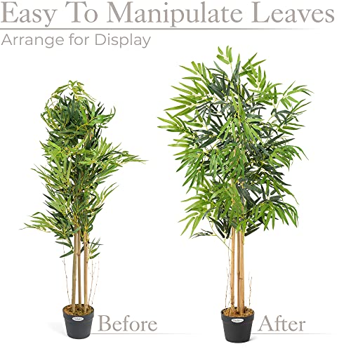 Artificial Bamboo Plant In Pot, Large 3ft 4ft 5ft Tall Indoor Decoration, Realistic Lush Green Leaves, Home Office Restaurant, Christow - Image 5