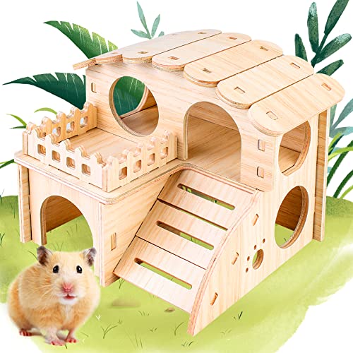 Wooden Hamster House Corner Hamster House Guinea Pig House with L...