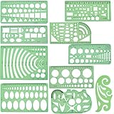 11 Pcs Geometric Drawings Templates Measuring Rulers Professional Geometry Stencils Washable Drafting Stencils Measuring Tools Building Geometric Kit for Office and School, Building Formwork, Drawings