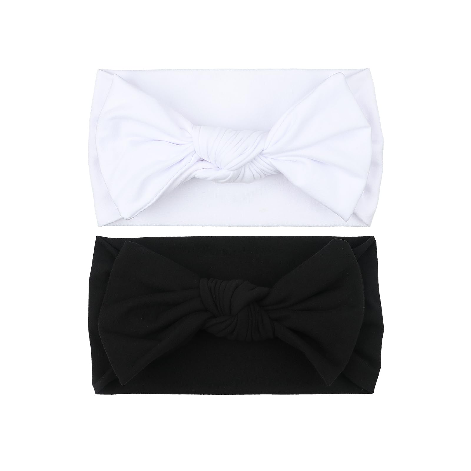 LemonSpce Handmade Baby Head wrip with Bows Premium Stretchy Soft Infant Comfortable Baby Bows for Newborn girls boys,Toddler-Trendy and Classic Designs (Black White)