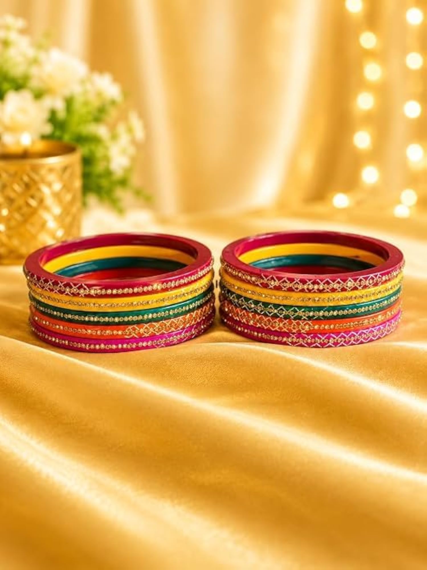 Women's Multicolour Traditional Bangle Set of 8, Ethnic Bridal Gift