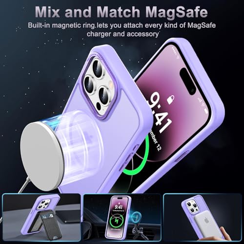 Newfuture Designed for iPhone 14 Pro Case with Magnetic [13 FT Military Drop Protection] [Compatible with Magsafe] Slim Translucent Matte Shockproof with Anti-Fingerprint Phone Case, Lilac Purple by Newfuture - Used condition - CA$19.37