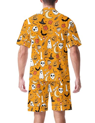Cute Doggy Pajamas for Men Set Cotton Comfortable Mens Cute Doggy Pajamas Set Summer 2 Piece Button Down Pj3