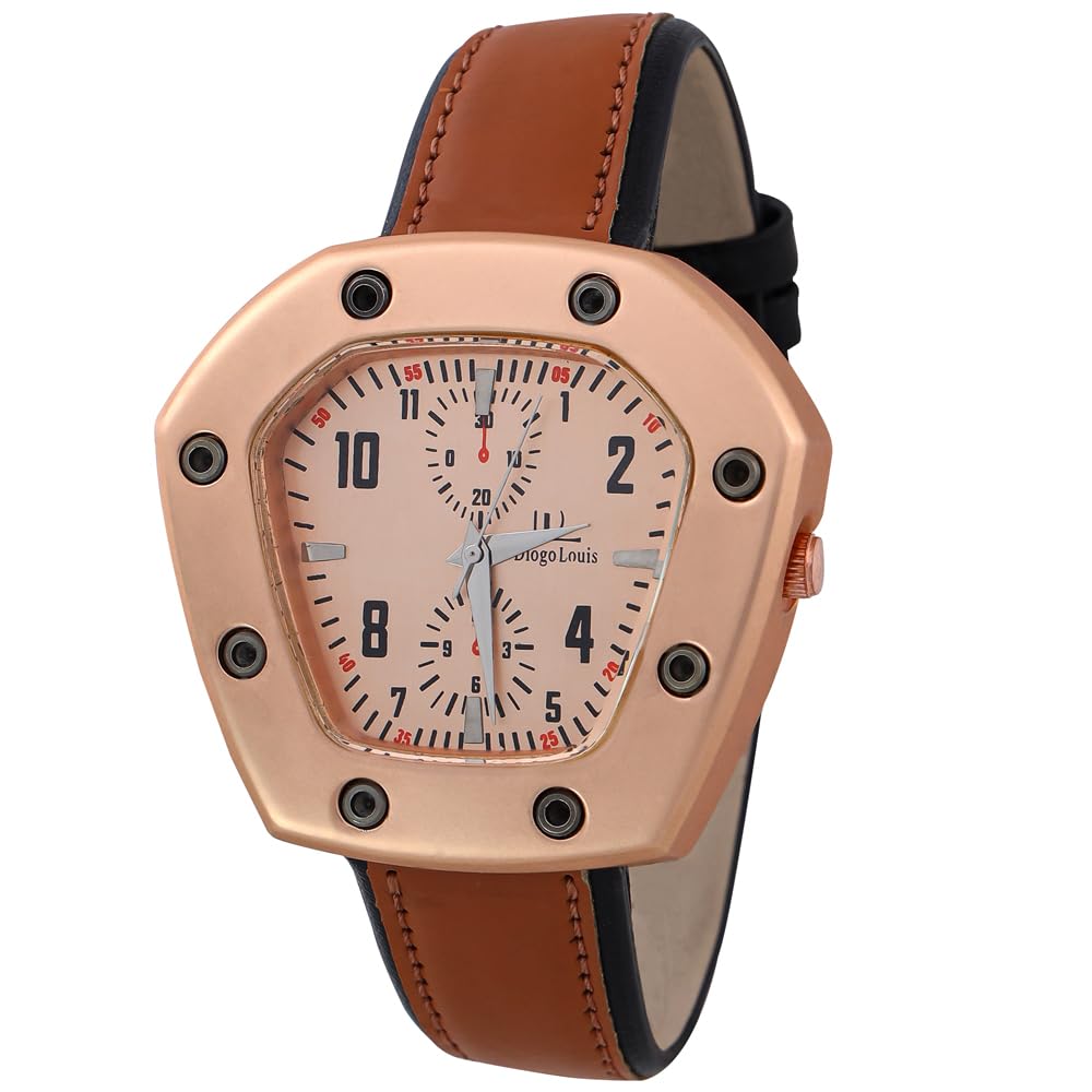 Diogo Louis E12 Chrome Wrist Watch with Leather Strap (B0D37FKVF2) Amazon Price History, Amazon Price Tracker