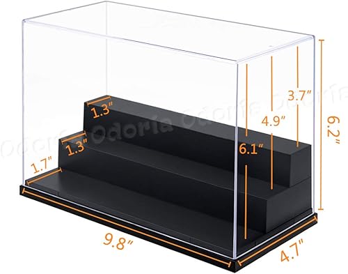 Miniatura 10 de Odoria Caja de acrílico transparente de la caja de presentación 7,8" exhibición larga de la figura del coche 2 pasos a prueba de polvo