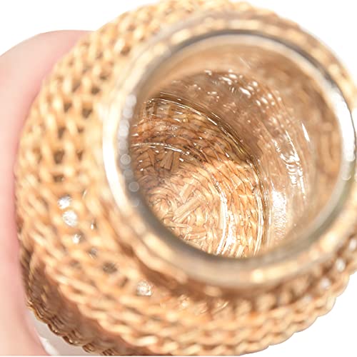 NEWCOMDIGI Flower Vases with Rattan Cover, Glass Vase with Vine Woven Design, Farmhouse Vase, Vintage Decorative Vase for Wedding, Home, Office(L) - Image 6