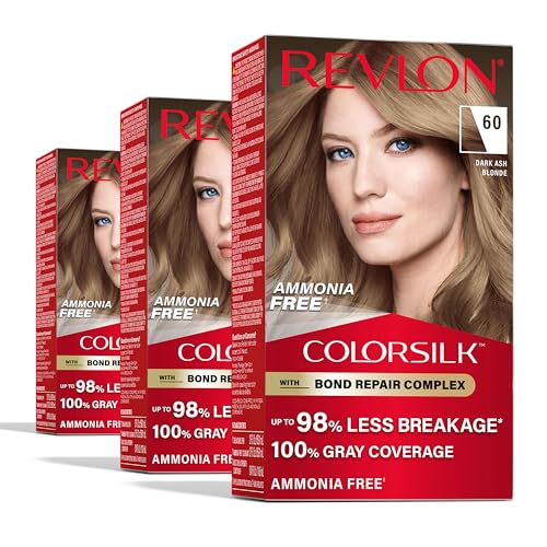 Revlon ColorSilk with Bond Repair Complex, Blonde Permanent Hair Color, 100% Gray Coverage, Ammonia...