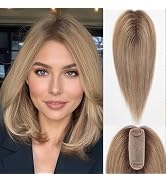 starluck Hair Topper for Women Real Human Hair 4.5"*1.5"Silk Base ombre Ash Blonde HairTopper No ...