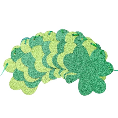 Image of St-Patricks Day Party-Decorations Shamrock Garland - 40ft Green Streamers Paper Banner, Saint Patty's Lucky Clover Spring Hanging Decor Hugfond
