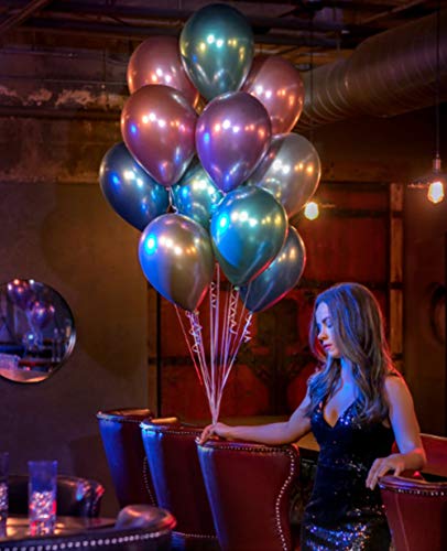 Image of KALOR 10 Inch Metallic Multicolor Balloons, 100 Pcs Latex Helium Metallic Balloons for Kid's Birthday Party Baby Shower Wedding Graduation Graduation Party Decorations