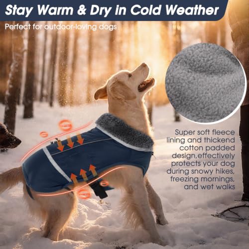 Image of QBLEEV Warm Dog Coat, Reflective Dog Jacket, Waterproof Dogs Winter Coat