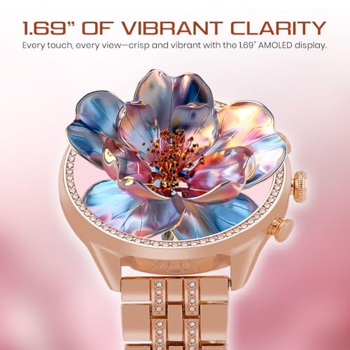 Image of GameSir Gen 9 Smart Watch Rose Gold Chain Strap 1.69 inch AMOLED Display IP67 Waterproof High Resolution Bluetooth Calling 100+Sports Mode SPO2, Gifting Watch Luxury Round Dial Smartwatch for Men & Women