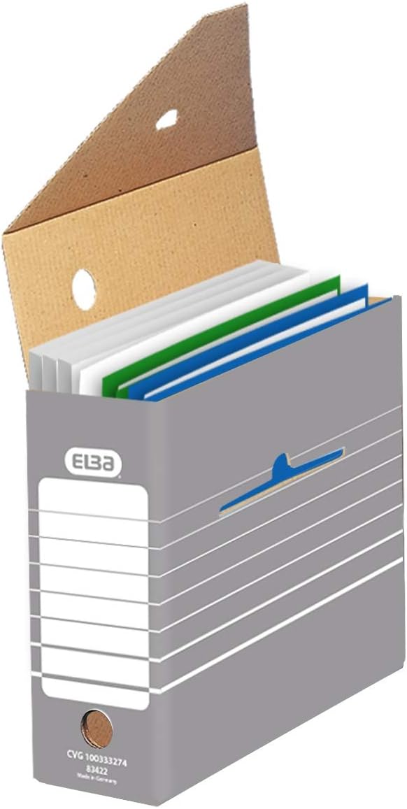 Elba tric 100552039 Storage Box for Files without Tabs for A4 Documents or Hanging Files Ablageschachtel Grey/white