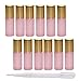 12Pcs 5ml Pearl Color Glass Roller Bottles Roll-on Bottles Vial Container with Stainless Steel Roller Balls and Gold Cap for Essential Oil Perfumes Liquid Aromatherapy+1pc 3ml Free Dropper,Pink