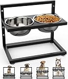 Elevated Dog Bowls, DiroPet Raised Dog Bowl Stainless Steel 1.5L/51oz, 4 Adjustable Heights Dog Bowl