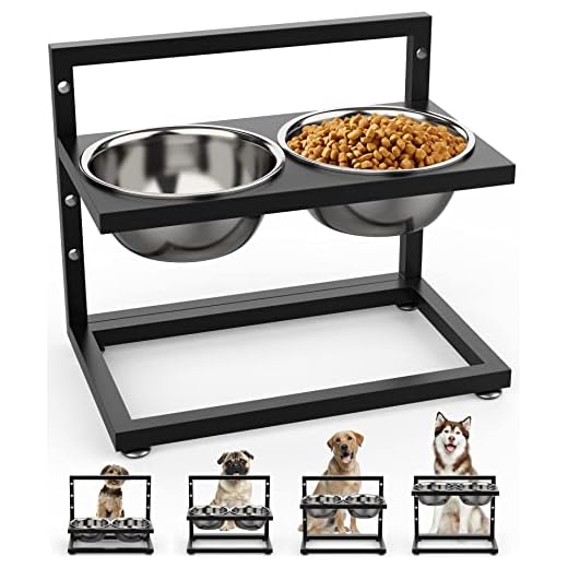 Elevated Dog Bowls, DiroPet Raised Dog Bowl Stainless Steel 1.5L/51oz, 4 Adjustable Heights Dog Bowl Stand, for Large Medium Small Dogs