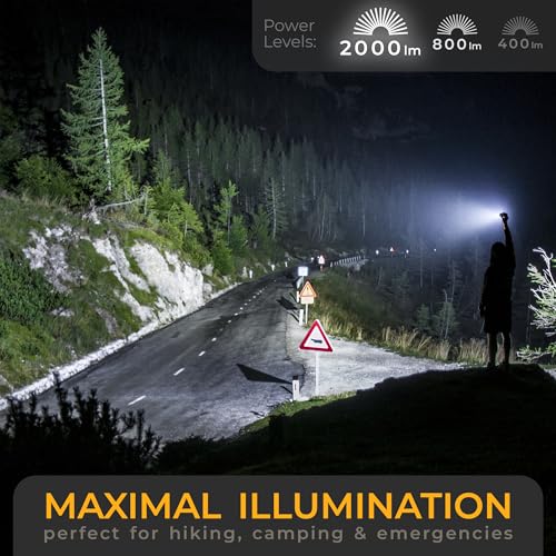 LICHTMEISTER Latarka (2000 lumenów, akumulator 5000 mAh) – latarka LED do ponownego ładowania – bardzo jasna latarka LED