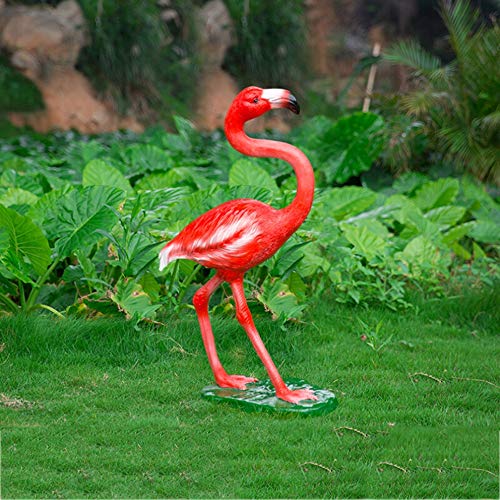Havanadd Garden Ornament Decorative Sculpture Flamingo Standing Art Garden Sculpture Crafts Glass Steel For Wedding Garden Landscape Window Decoration (Color : Red, Size : 32x17x60cm1)
