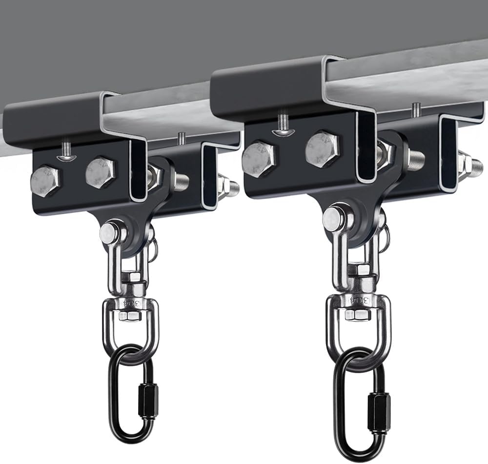 Punching Bag Beam Clamp, Boxing Bag I-Beam Hanger Heavy Duty Adjustable Steel Beam Clamp Holder Beam Mount Bracket for Muay Thai Training