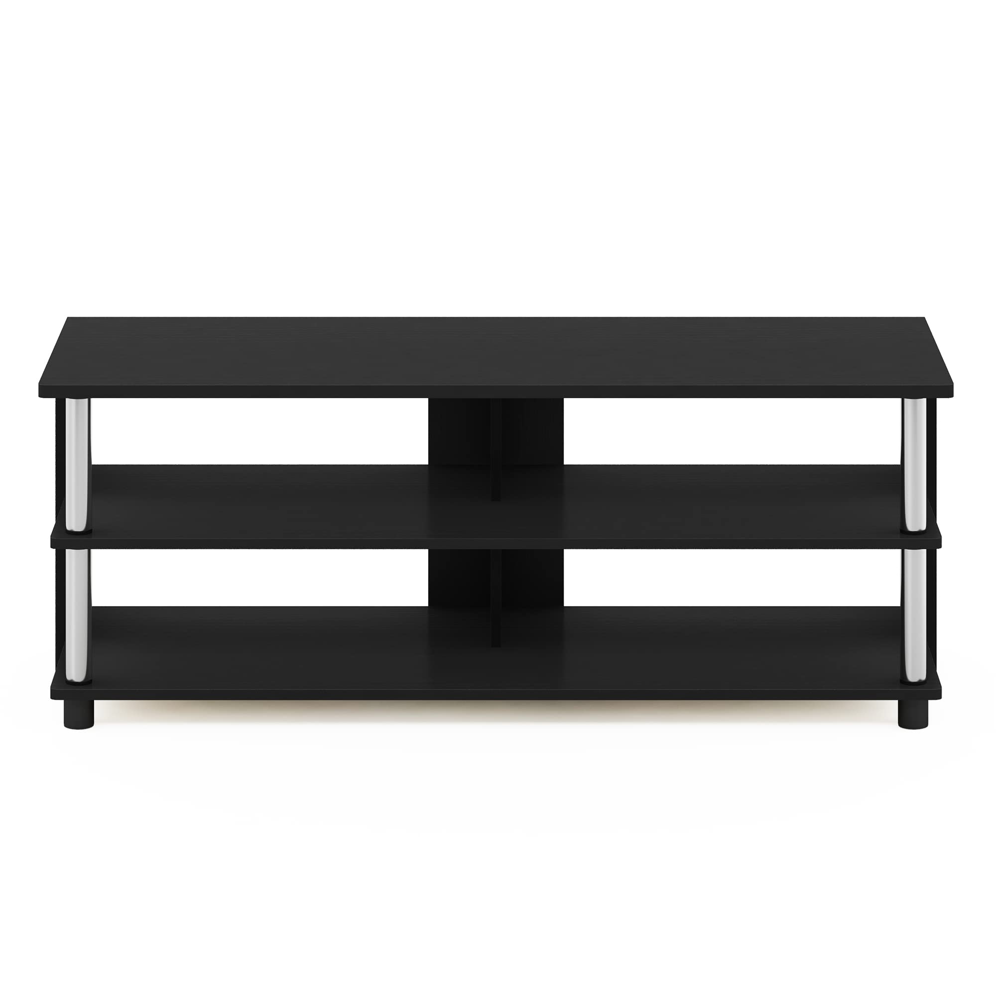 Furinno Sully Soporte 3 Niveles para TV, Madera de ingeniería, Americano/Acero Inoxidable