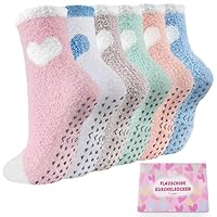 SukModen Kuschelsocken Stoppersocken Damen 6 Paar, Flauschige Socken Warme Plüschsocken Fuzzy Fluffy Cozy Socks, Antirutschsocken mit Noppen, Bettsocken Haussocken Wintersocken 35-42