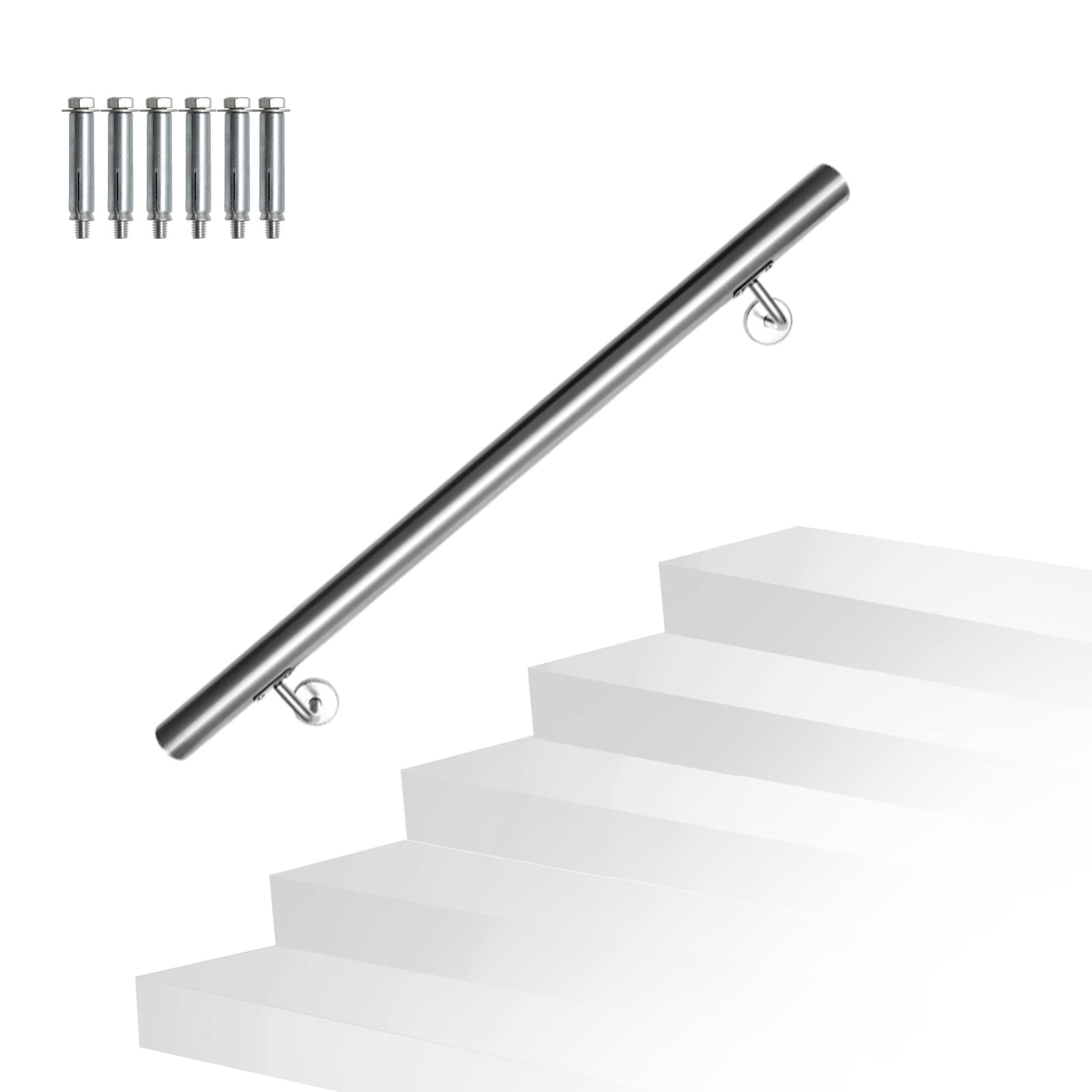 Main courante acier inoxydable Randaco 80cm au design épuré pour entrée de villa
