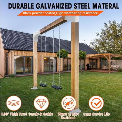 Image of Pergola DIY Bracket Kits,2-Way L Shaped White Corner Brackets for 6 inch x 6 inch(Actual:5.5 inch x 5.5 inch) Lumber for Outdoor Pergola,Proch,Log Cabin W /Hardware - 1Pack