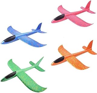 Bemvp Foam Airplanes Toy Set 4pcs Flight Mode Glider Planes Large Throwing Foam Planes for Kids Outdoor Play Kids Backyard Outdoor Toys
