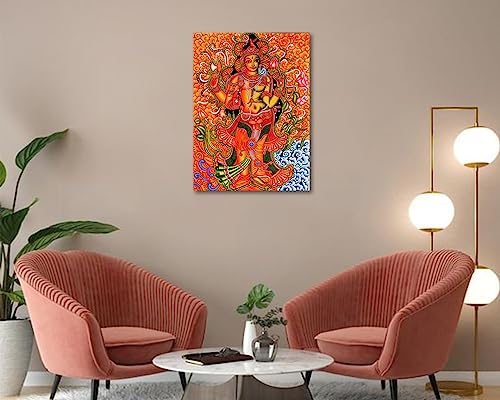 Image of Tamatina Kerala Mural Art Canvas Painting | ArdhNarishvara Shiva| Traditional Art Unframed Painting for Home decor|Size - 10X13 Inches.268