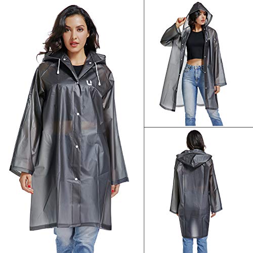 Foto von UNIQUEBELLA Regenmantel Eva Travel Transparent Regenponcho Regen Zubehör für Damen und Herren Regenbekleidung Regencape Regenjacke Wasserdicht für Wandern Radfahren Camping und Reisen