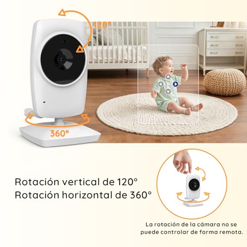 Miniatura 8 de Babystar Camara Vigilancia Bebe Con Pantalla 3.2 , Vigilabebes Con Camara Sin Wi-Fi, Visión Nocturna, Comunicacion Bidireccional,Monitoreo De Temperatura, Zoom 2x, Eco, 4 Canciones De Cuna Relajantes