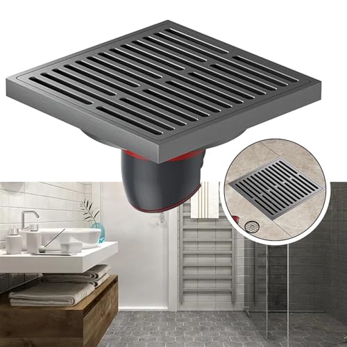 Drain de sol de salle de bains noir anti-odeur et grand débit