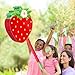 Aoriher Strawberry Piñata Red Strawberry Party Game Set Summer Fruit Piñata Berry Birthday Decoration with Stick Mask for Summer Fruit Theme Birthday Baby Shower Party Game Supplies Decoration
