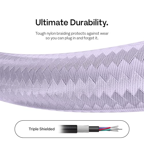 Image of Pixio Purple 8K HDMI 2.1 Cable Ultra Certified Ultra High Speed 6FT 8K 60Hz 4K 120Hz Nylon Braided, Gold Plated Connector, Anti-Breakage, HDR10+, dtsx, eARC, HDCP, Dolby Compatible
