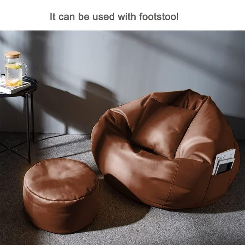 Image of CATALYST - (6XL Extra Comfort Big Jumbo Faux Leather Bean Bag with Free Footrest & Cushion Without Beans (Cover Only), Adult Size XXXXXXL Bean Bag Chair Capactity-Upto 6Feet, Color- (TAN)