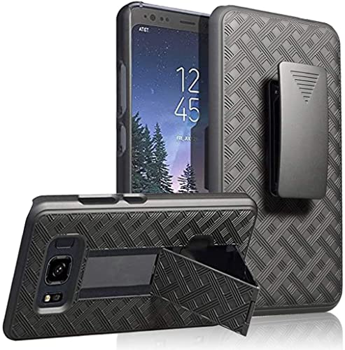 Galaxy S8 Active Case, S8 Active Holsters Clips Case, Jeylly [Belt Clip] Built-in Kickstand Heavy Duty Full Body Shock Absorbing Hard Rugged Case Shield for AT&T Samsung Galaxy S8 Active - Black