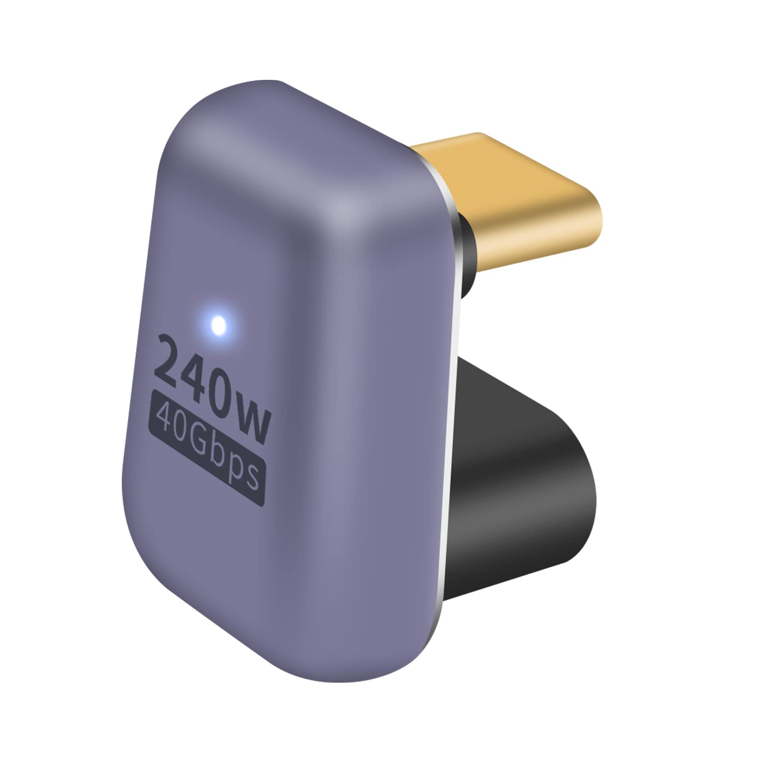 Poyiccot 180 Degree USB C Adapter 240W, 40Gbps & 8K Video U Shape USB C Male to Female Type C Extender Adapter Connector Compatible for Laptop MacBook Thunderbolt 4/3, 1-Pack