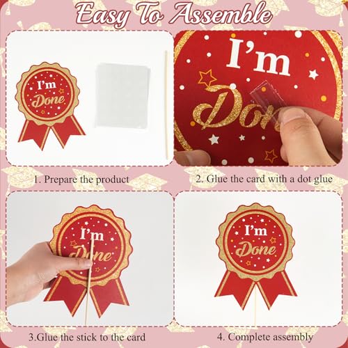 Image of Graduation Decorations for Class of 2026-60pcs Glitter Red Gold Graduation Table Centerpieces Sticks with LED String Lights for College High School 2026 Graduation Party Favors Supplies