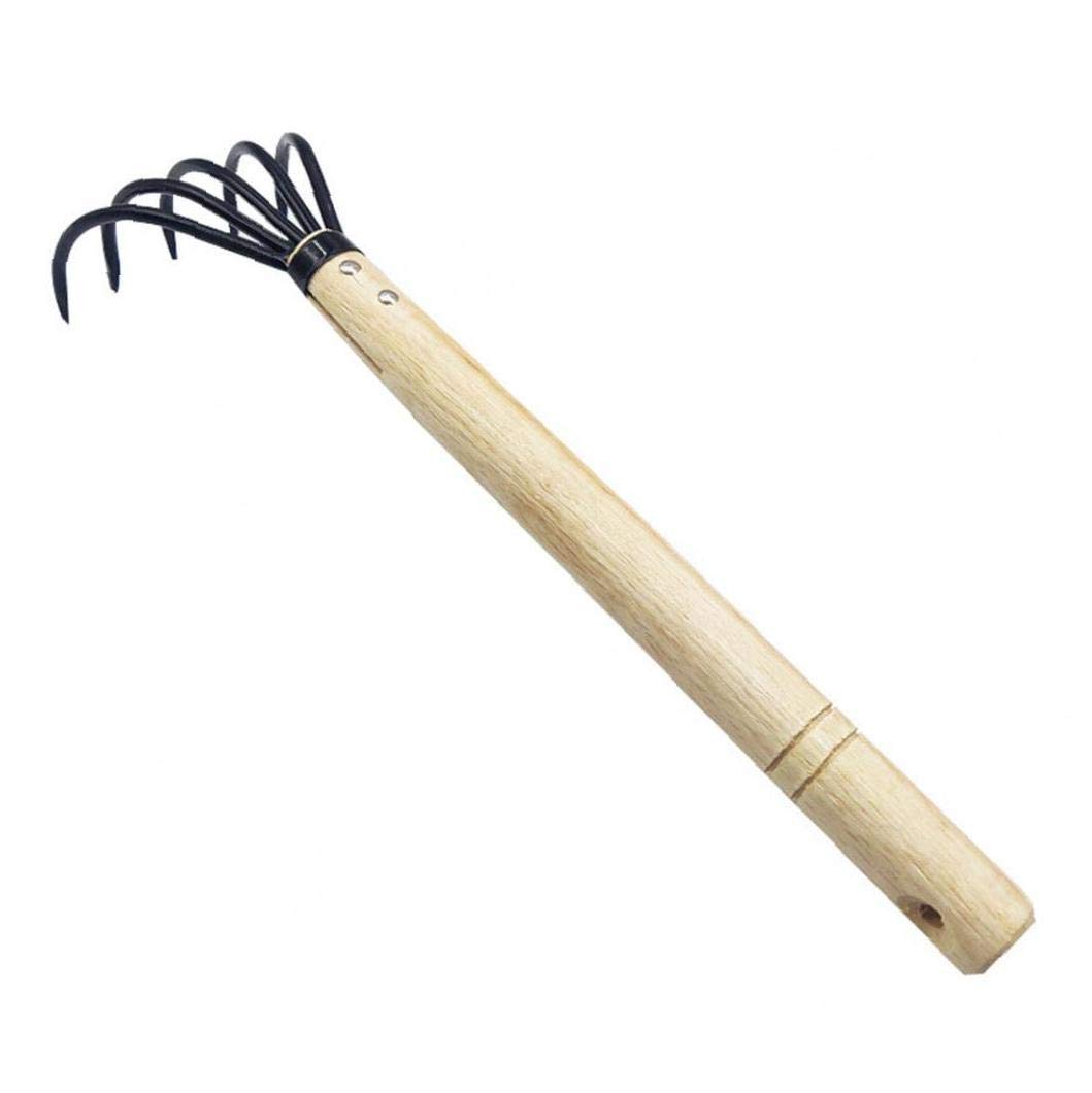 IUwnHceE Hand Cultivator Floor Tiller Claw Rake Garden Tools 5-Prong Carbon Steel with Wooden Handle Safe and Reliable