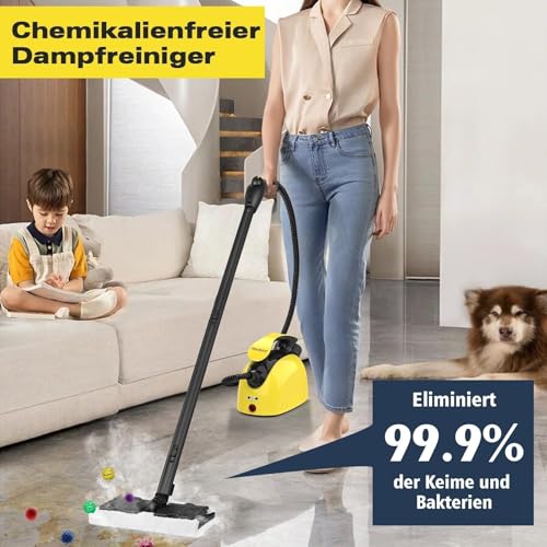 Waitbird Dampfreiniger, vielseitiger Dampfreiniger mit 1,1-Liter-Tank,tragbarer Handdampfmopp mit 21 Zubehörteilen,natürliche Reinigung für den Hausgebrauch,für Böden,Fliesen,Fenster und Toiletten