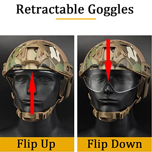 Casque Fast avec lunettes de protection intégrées type PJ pour airsoft et paintball - 2