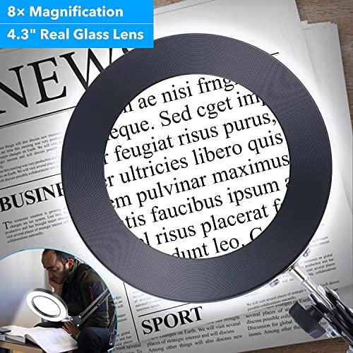 Loupe grossissante x10 avec lumière et support, loupe de bureau 2 en 1
