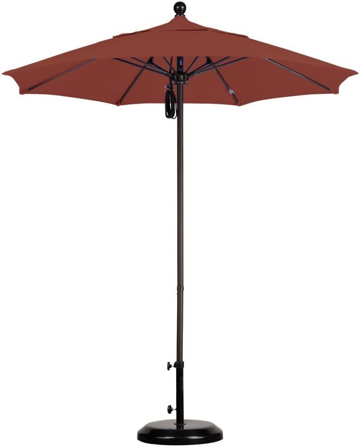 California Umbrella 7.5' Round Aluminum/Fiberglass Umbrella, Push Open, Bronze Pole, Olefin Royal Blue
