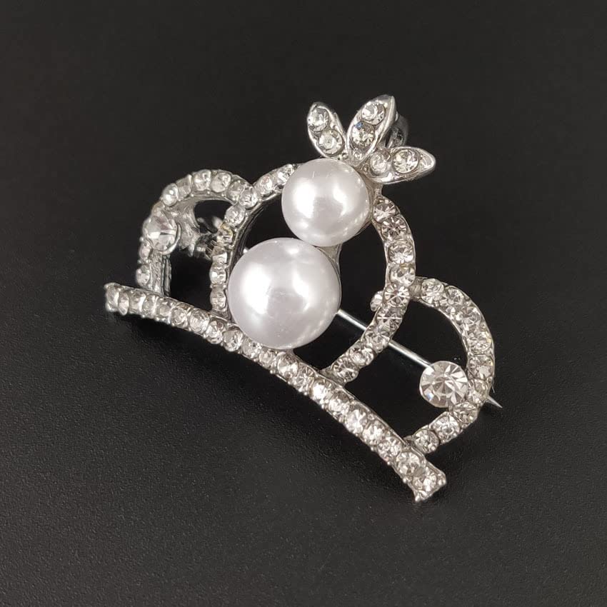 Image of Crystal Rhinestone Princess Queen Brooch Pin Tiara Crown Brooches for Women Tiara for Wedding Party /Banquet /Birthday