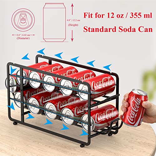 Canyave Soda Can Organizer Storage Rack, 2 Pack Stackable Beverage Soda Can Dispenser Organizer Holder For Refrigerator, Cabinet, Pantry (Black) #TOP3