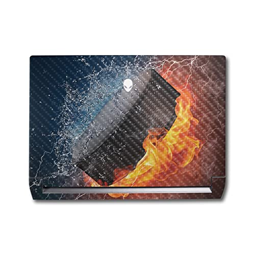 MightySkins Carbon Fiber Skin Compatible with Alienware M17 R5 (2022) Full Wrap Kit - Hockey Fire | Protective, Durable Textured Carbon Fiber Finish | Easy to Apply & Change Styles | Made in The USA