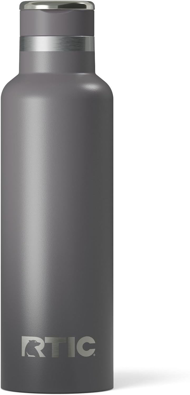 RTIC 20oz Journey Water Bottle Ceramic Lined Metal Stainless Steel Vacuum Insulated, BPA Free, Reusable, for Water, Hot and Cold Drinks, Travel, Sports, Camping, Graphite