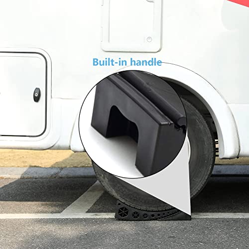 Homeon Wheels Camper Leveler, Rv Leveling Blocks Work For Rv Include 2Curved Levelers,2Chocks With Built-In Handle,2Mats,1Level And Bag,Easily Level Up Travel Trailer Up To 35,000Lbs(2-Pack) Black #TOP3